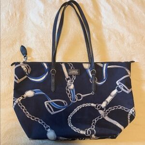 Lauren Ralph Lauren Navy Chain Print Tote